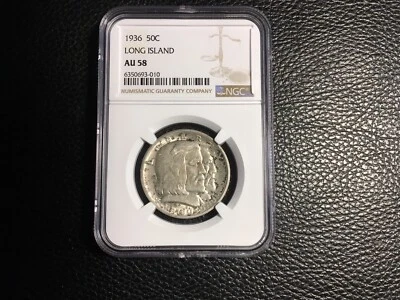 1936 Long Island Silver Commemorative Coin NGCAU 58 original uncleaned - Image 1 of 2