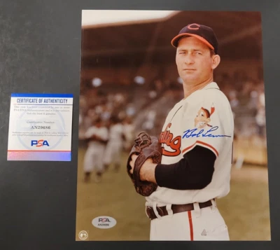 BOB LEMON Signed 8x10 Photo-HALL OF FAME-CLEVELAND INDIANS-PSA - Image 1 of 4