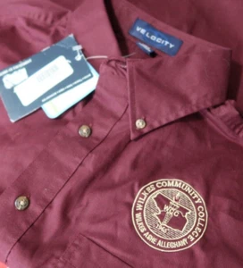 Wilkes Community College Button Front Shirt Size S WCC Maroon NWT NEW - Picture 1 of 5