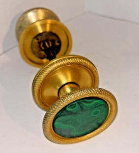 Vintage/Antique Pair Of Bronze Door Knobs Handle Green Malachite Architectural - Picture 1 of 12