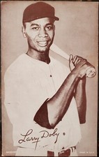 1947 Larry Doby Cleveland Indians Exhibits Large Card MLB Bat Off Border