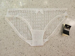 Huit Ultra Sheer White Bikini Briefs" Funamble" Size Large $30.00 + Free Post - Picture 1 of 3
