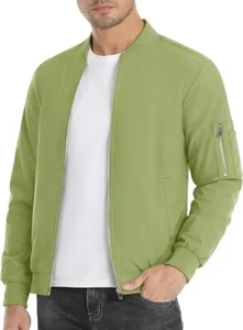 Men's Lightweight Bomber Jacket Windbreaker Casual Fall Spring Outdoor Coat (2XL - Picture 1 of 5