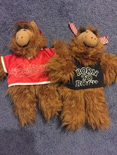 Vintage 1988 ALF Puppet Orbiters Plush Stuffed Baseball And Born To Rock Plush