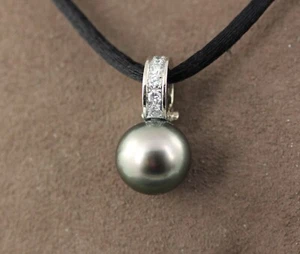 WEMPE Exklusiver ANHÄNGER / CLIP mit BRILLANTEN & TAHITIPERLE | 750 Weißgold - Bild 1 von 8
