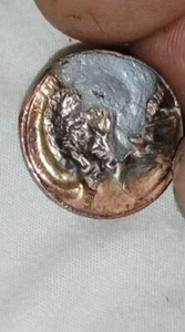 1999 lincoln cent error off center die cracks has partial silver in the clad - Picture 1 of 7