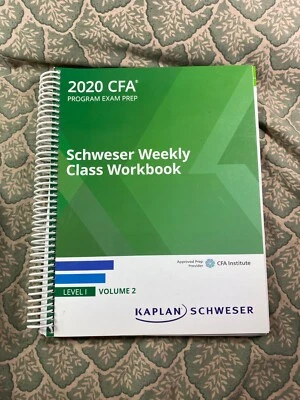 2020 CFA Program Exam Prep Schweser Weekly Class Workbook Level 1 Volume 2 - Image 1 of 3