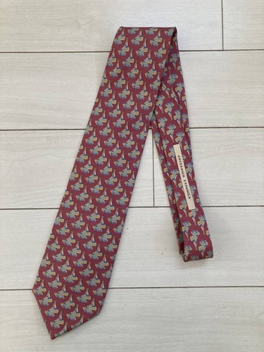 Cravatta cravatta cravatta uomo seta usata originale LOEWE abito classico lusso multicolore 11