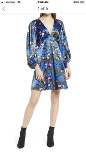 NWT Vero Moda Womens Satin Dress Small Floral A-Line Long Sleeve MSRP $99 B6 - Picture 1 of 7