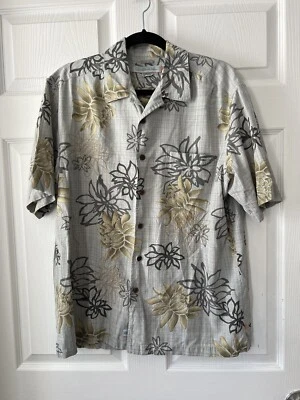 Camisa Hawaiana Gris Calce Cómodo Abotonada Edición Quicksilver 100% Seda Talla M Foto 1 de 4