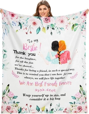 AUYAO Best Friend Throw Bed Blanket - Friendship Gifts, Bestie Gifts Ideas For Women