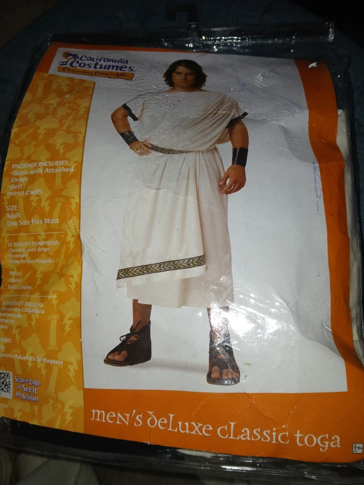 Nuevo Disfraz Para Hombre De Lujo Hombre Toga Romano Griego Adulto Con Brazaletes Y Cinturón Foto 1 de 4