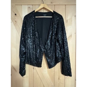 Torrid | Black Sequined Cropped Evening Party Blazer Jacket | Size 2X - Picture 1 of 12
