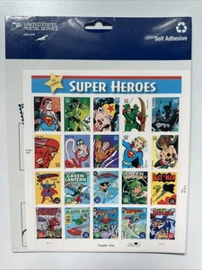 Hoja de 20 estampillas de Superhéroes de DC Comics capítulo uno 39¢ 459815 SELLADAS - Imagen 1 de 3