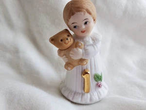 Vintage Enesco "Growing Up" - Brunette Girl Figur - 1. Geburtstag 1982 - Bild 1 von 8