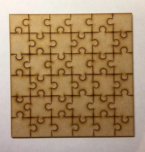 Mdf Blank Wooden Jigsaw Puzzle- 36 Pieces laser cut 3 mm thick 170mm (17cm) - Picture 1 of 1