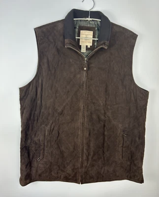 Territory Ahead Men's Quilted Brown Suede Leather Full Zip Vest  Size XL/T - Image 1 of 4
