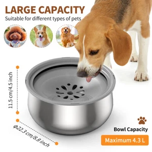 4 L Stainless Steel Dog Water Bowl,No Spill Travel Feeder Dispenser For Dogs Cat - Picture 1 of 10
