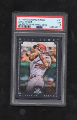 2016 PANINI DIAMOND KINGS #91 MIKE TROUT VAR FRAMED BLUE ONLY ONE GRADED PSA 7 - Image 1 of 2