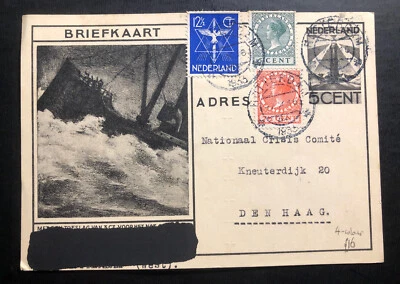 1933 Rotterdam Netherlands Stationery Postcard  Cover To The Hague Black Ink - Image 1 of 2