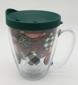 Tervis Weihnachtsschmuck Schneeflocken Urlaub 16 Unzen Becher NEU mit grünem Deckel Unikat - Bild 1 von 5