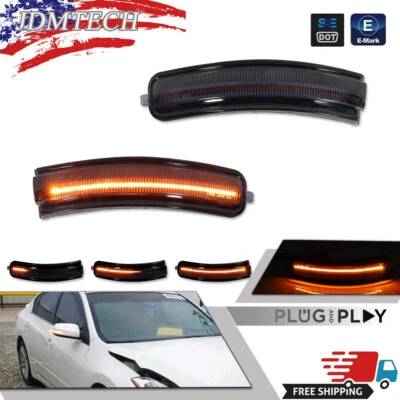 Luces de señal secuencial de espejo retrovisor lateral ámbar ahumado para Nissan Máxima 2009-2014 2x Foto 1 de 4