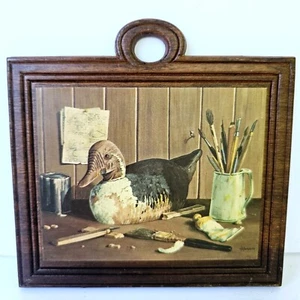 Vintage H.L Harnett Duck Decoys Print Wooden Plaque Wall Hanging Picture M605.1 - Picture 1 of 9
