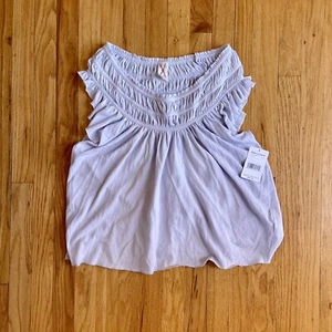 We The Free People Coconut Smock Off The Shoulder Tee Light Blue Cloud Womens XS - Picture 1 of 8