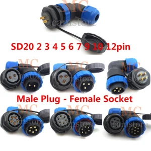 SD20 angle connectors waterproof IP68 2-12 Pin cable connector 90 degree elbow - Picture 1 of 21