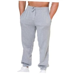 Elastic Bottom Baggy Sweatpants for Men, Workout Fleece Sweat Medium Grey - Picture 1 of 7