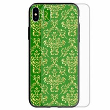 For OPPO Series Gold Damask Print Theme Tempered Glass Back Case Phone Cover #3