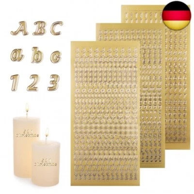 Wachsbuchstaben für Kerzen - Vaktop 3 Blatt Buchstaben Aufkleber mit Zahlen, - Bild 1 von 4