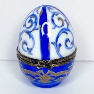 Limoges Peint Main Porcelain Trinket Box • Egg • Signed MCLS - Picture 1 of 8