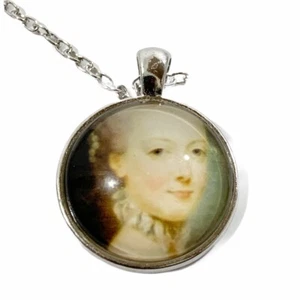 Nuevo Collar Colgante Dama Victoriano Foto Vidrio Cabujón Tono Plata Cadena - Imagen 1 de 3