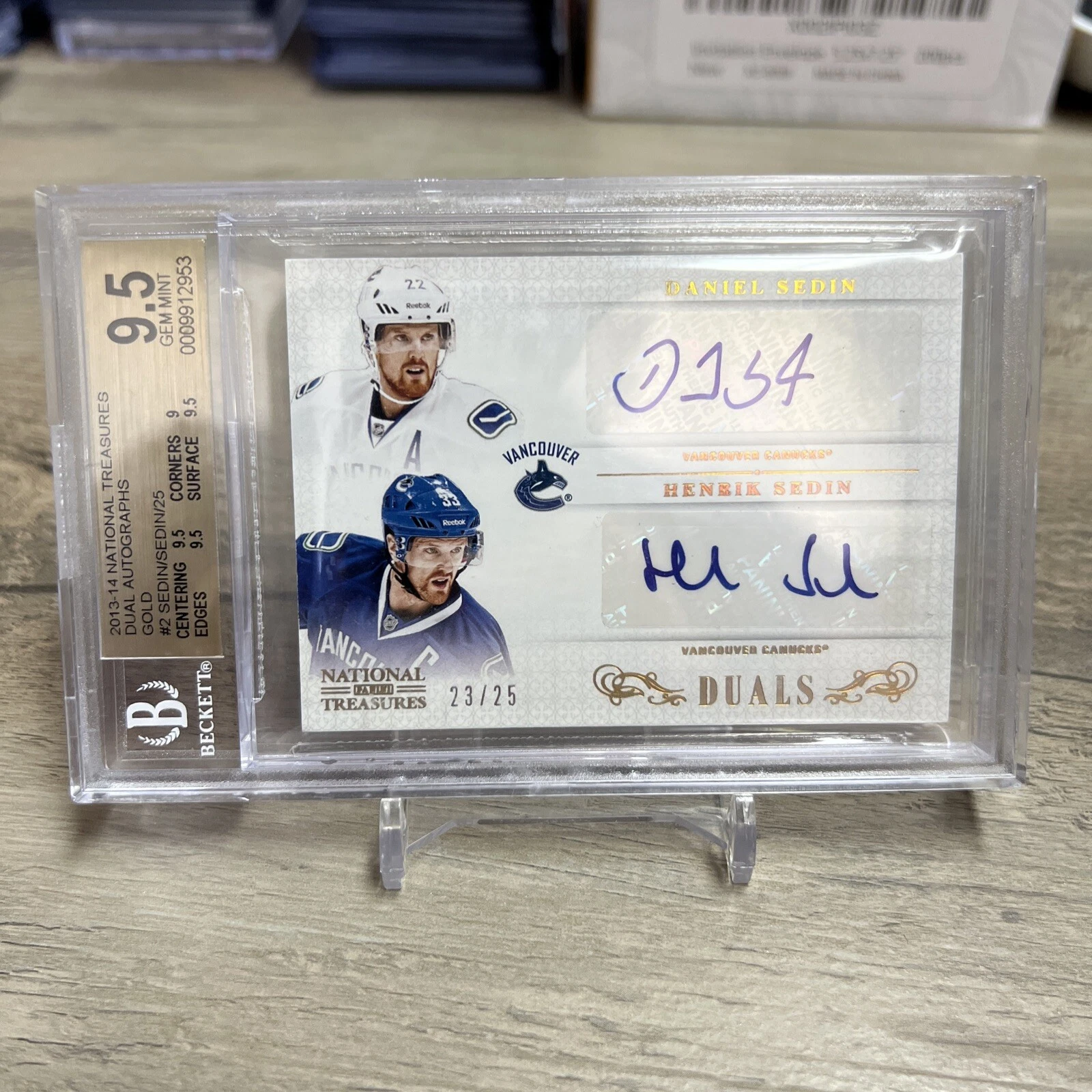 2013-14 National Treasures Duals Gold  /25 Daniel Sedin Henrik Sedin Auto