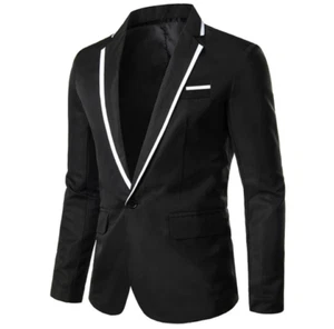 New Spring/ Fall Men Suit Jacket Casual Lapel Coats One Button Slim Fit Blazer - Picture 1 of 25