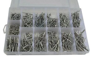 510 pc 304 Stainless Steel Pop Rivet Assortment Kit up to 25 mm stalk size - Picture 1 of 5