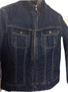 Tommy Hilfiger Denim Jacket Women Medium Size Short Zip Blue Wash Casual Coat VG - Picture 1 of 12
