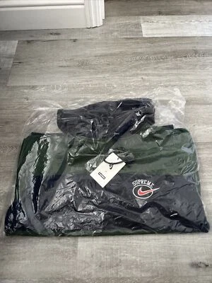 Supreme X Nike Sudadera con Capucha a Rayas Verde Marino SS19 Hombres Pequeña Sudadera con Capucha Nueva Foto 1 de 4