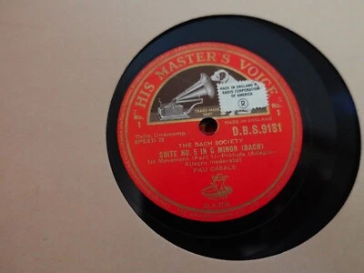 HMV 6X 78 Set DB9181- 9187 Pablo Casals Suites 4&5 Unaccompanied RARE 1 missing Foto 1 de 4