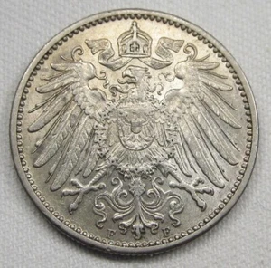 1910-F Germany 1 Mark .900 Fine Silver AU Coin AE52 - Picture 1 of 2
