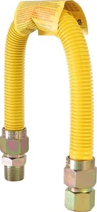 Yellow Coated Stainless Steel 3/4" MIP x 3/4" FIP 1" OD gas Flex Connector (48") - Picture 1 of 6