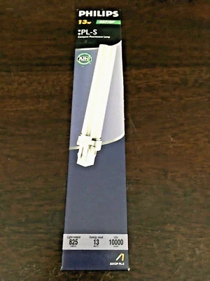 PHILIPS ALTO COMPACT FLUORESCENT LAMP BULB ~ 13W 827/2P PL-S ~ NEW IN PACKAGE - Image 1 of 4