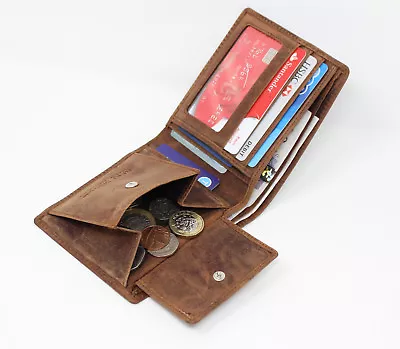 Starhide RFID BLOCKING Mens Distressed Hunter Genuine Leather Wallet 1050 Brown - Image 1 of 4