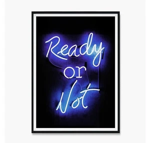 Ready or Not Neon Print, Man Cave Art Poster, Gamer Room Wall Art, Teenage Boy - Bild 1 von 7