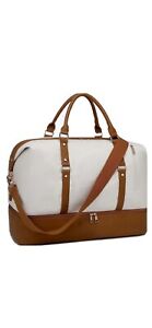 Weekender Overnight canvas duffel bag for Women Leather &Shoe Compartment