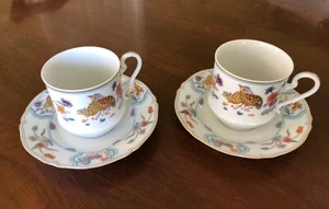 Haviland Limoges Golden Quail Set of 2 Teacups & Saucers - Picture 1 of 5