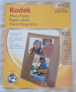 Kodak Photo Paper 8.5 x 11 inch 100 Sheets Gloss Brillant Brillante Instant Dry - Picture 1 of 7