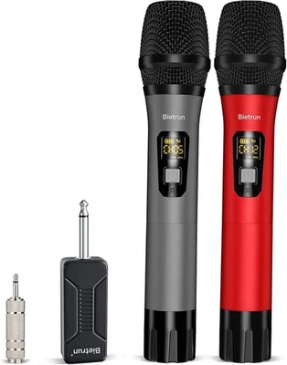 Bietrun WXM02 | UHF drahtlose Handmikrofone 50M Reichweite | Rot Grau