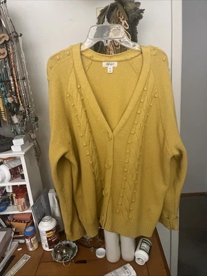 Suéter cárdigan XXL en amarillo girasol Style And co para mujer Foto 1 de 4